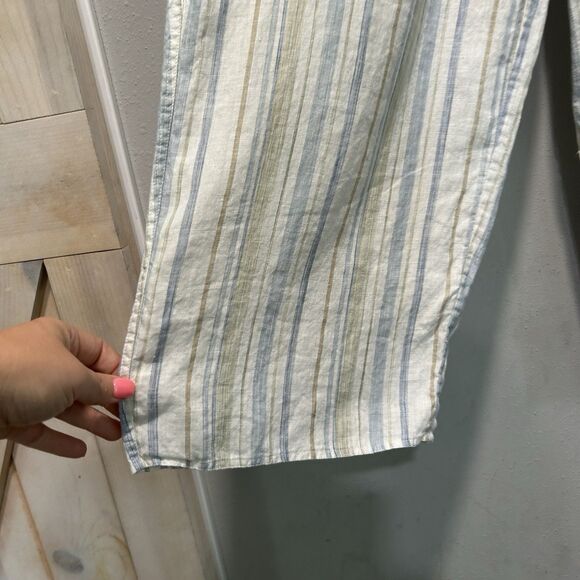 Kate Hill Casual Linen Pants XL Striped Pocket Drawstring Beach Coastal Boho - Picture 4 of 15